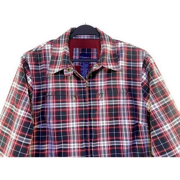 Catalina Windbreaker Jacket Women's Extra Large Red Plaid Lined - Picture 3 of 9